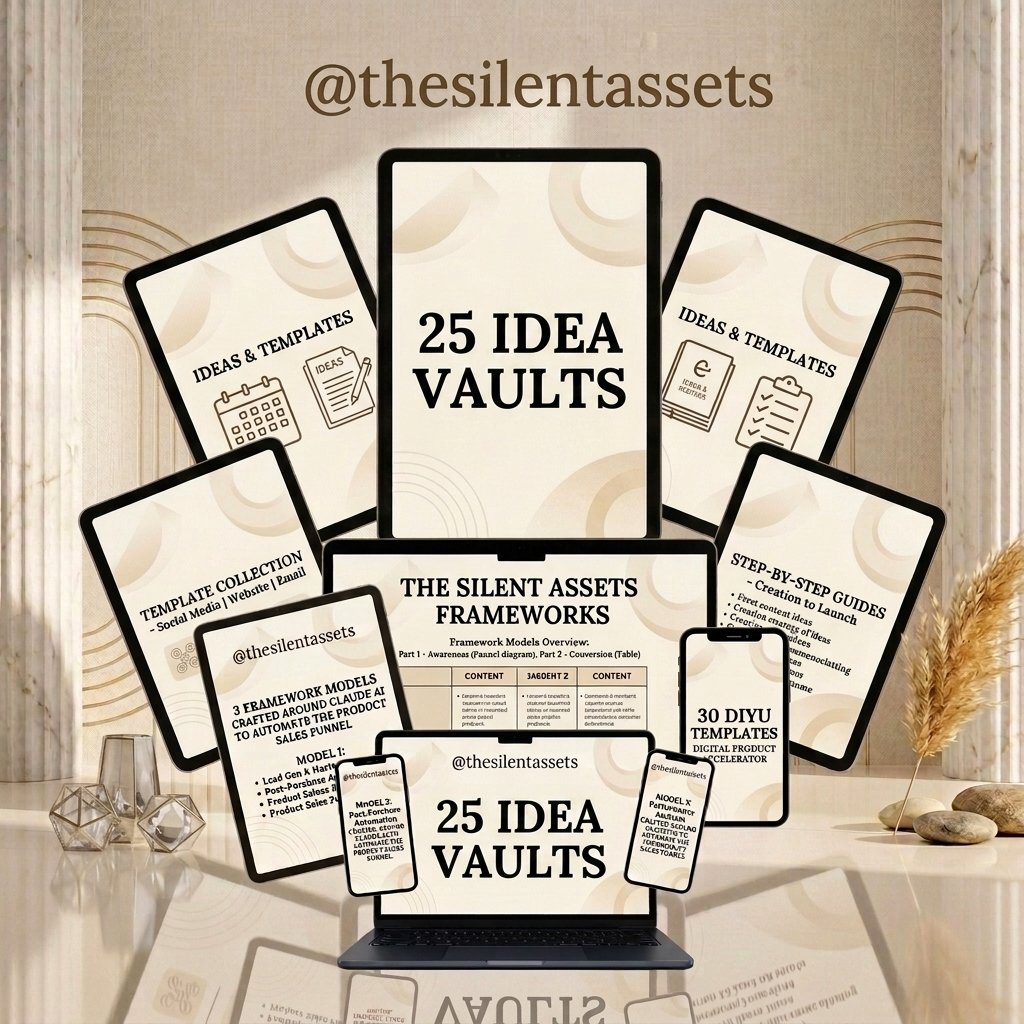 @thesilentassets — 25 Idea Vaults, frameworks and templates mockup
